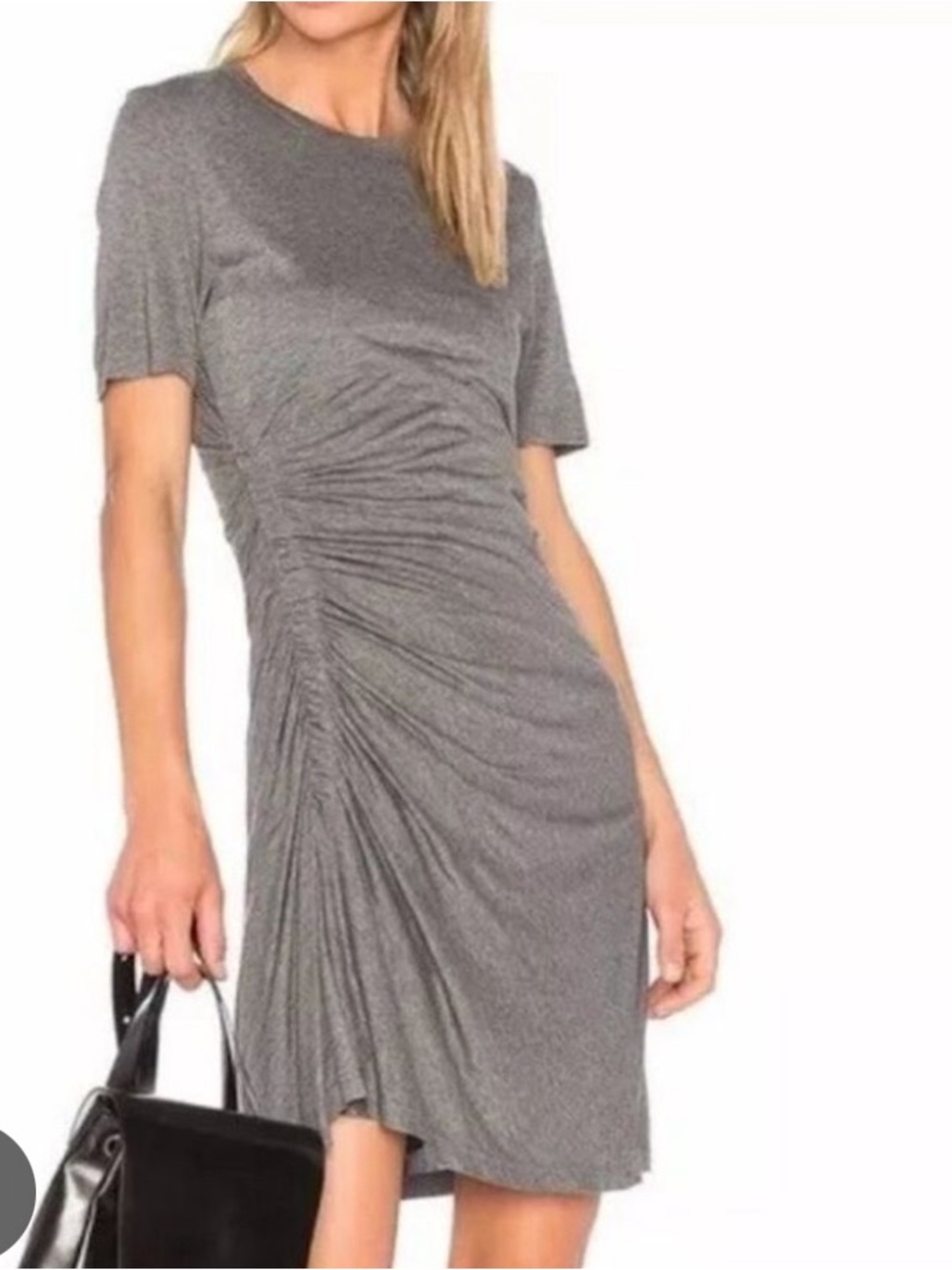 A.L.C. Sally ruched grey tshirt mini short sleeve dress jersey knit sz xs